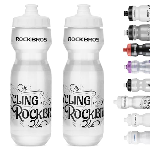 ROCKBROS Bike Water Bottle 20oz-25oz Squeeze Cycling Water Bottle BPA Free - color: 25oz Transparent, style: 2 Pack