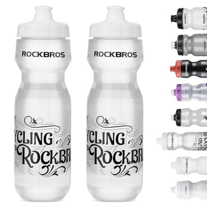 ROCKBROS Bike Water Bottle 20oz-25oz Squeeze Cycling Water Bottle BPA Free - color: 25oz Transparent, style: 2 Pack