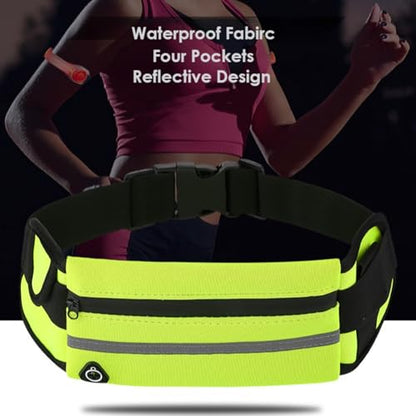 Reflective Running Waist Bag with Adjustable Belt & Zipper Pocket – Durable, Sleek Design for Running, Jogging, Cycling & Fitness ROSE RED
