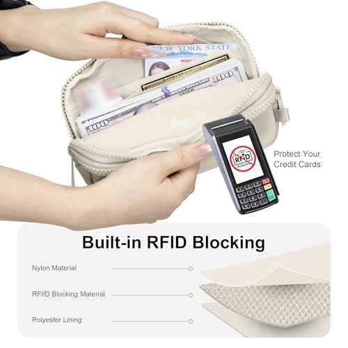 FODOKO Wristlet wallets for Women RFID crossbody bags with 4 Zippers - color: Beige 2