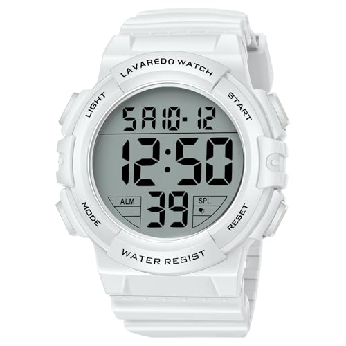 Mens Digital Watch, Sport Military Watch for Men, LED Large Face - color: 10-White