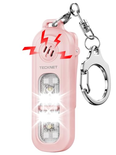 TECKNET Personal Safety Alarm 135dB with SOS Strobe Light for Women - Rechargeable& IPX4 Waterproof Running Lights with Clip On Torch & Low Battery Notice, Safety Siren for Running Travel Kids, Pink - color: PInk