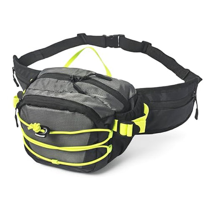 Large Capacity Fanny Pack for Men Women, 6-Pocket Crossbody Belt Bag for Hiking Dog Walking Travel, Fits Large Phones & Essentials, Water-Resistant Waist Pouch with Reflective Bungee