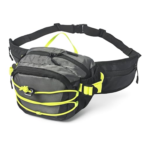 Large Capacity Fanny Pack for Men Women, 6-Pocket Crossbody Belt Bag for Hiking Dog Walking Travel, Fits Large Phones & Essentials, Water-Resistant Waist Pouch with Reflective Bungee