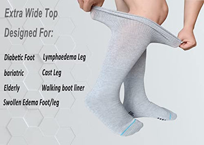 COIYUFUX Extra Width Socks For Bariatric Diabetic For Men Women, Cast Lymphedema Socks for Swollen Foot Ankle 2 Pairs - color: Gray