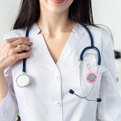 Didiseaon Electronic Nurse Table Digital Pocket Watch with Stopwatch Timer Night Light Calendar Alarm Clip Chest Watch Alloy Pink 3.74 Inch for Home Use
