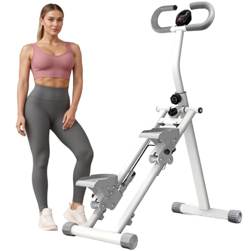 Stair Stepper for Home Vertical Climber, Foldable Full Body Exercise Aerobic Climbing Machines, Mountaineering Fitness Equipment with Adjustable Handles (White)