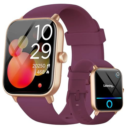 aeac Smart Watches for Women Answer/Make Calls, AI Alexa Built-in, 1.8" Touch Screen Fitness Watch with Android & iPhone, IP68 Waterproof Heart Rate/Sleep/SpO2 Monitor, Pedometer, 120+ Sport Mode - color: Deep Purple
