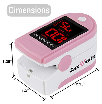 Zacurate Pro Series 500DL Fingertip Pulse Oximeter Blood Oxygen Saturation Monitor with Silicone Cover, Batteries and Lanyard (Blushing Pink) - color: Blushing Pink