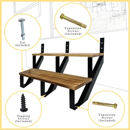 2 Step Metal Stair Step Steel Riser Stringers for 19.4" Height Deck, 3Packs - size: 2 Steps