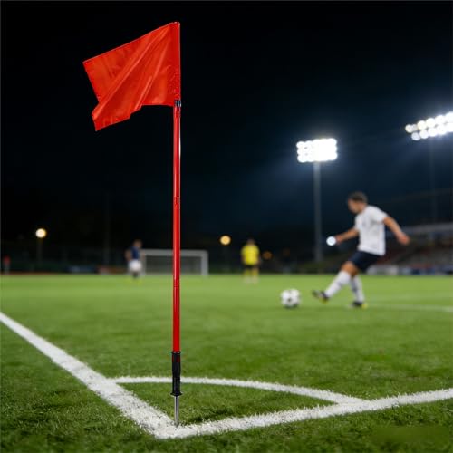 5FT Soccer Corner Flags for Soccer Field Set of 4, With Storage Bag (Red)