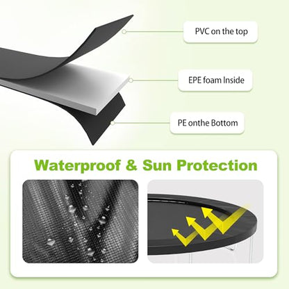 Waterproof Trampoline Spring Cover,Safety Pad Replacement 10-16ft - color: Black, size: 15FT