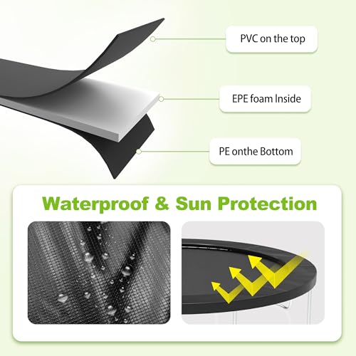 Waterproof Trampoline Spring Cover,Safety Pad Replacement 10-16ft - color: Black, size: 10FT