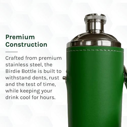 12oz Green Flask with 4 Shot Glasses for Sharing – Stainless Steel with Waterproof Leather Case, Leakproof, Great Gift Idea, Reusable - color: Green, size: 12oz Standard