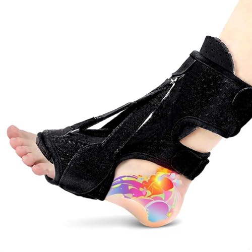 2026 Upgrade Plantar Fasciitis Night Splint for Men Women, Adjustable Achilles Tendonitis Brace Relief Foot Drop Brace for Sleeping, Heel Spur Calf Stretcher Dorsal Support Boot - color: Black1