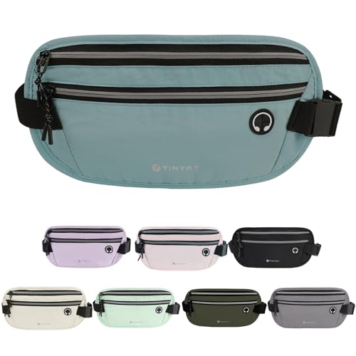 Slim Running Belt for Women Men Runners Fanny Packs With Phone Holder Hidden Pockets Exercise Waist Bag for Marathon Workout - color: Blue/T2085