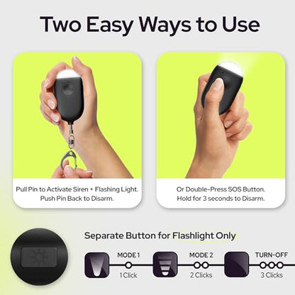Weten Rechargeable Personal Alarm Keychain - 130dB Siren & LED Light - 2 Pack Personal Safety Alert for Women to Carry - Panic Button Alarm for Security - Rape Whistle for Self Defense (Black&Pink) - color: H - Black&Pink
