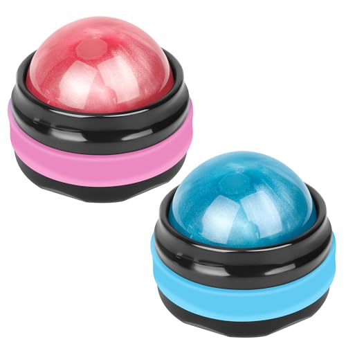Coolrunner Massage Ball, 2-Pack Handheld Manual Roller Massager, Blue+Pink - color: Blue+pink