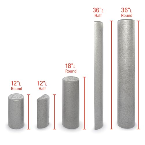 OPTP Silver AXIS Moderately Firm Foam Roller – Round, Silver, 18" x 6" - size: 18" x 6" Round