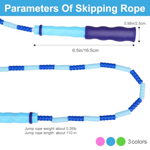 GRAWUN Jump Rope For Kids, Soft Beaded Jump Rope, Adjustable Length Tangle-Free Segmented Soft Beaded Skipping Rope，for Women, Men and Kids Keeping Fit, Workout and Weight Loss - color: 12 Pack