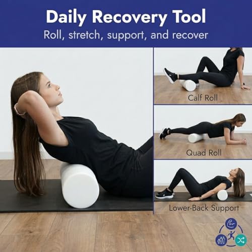 Medium/Firm White PE Foam Roller (12" Half Round) - size: 12" Half Round