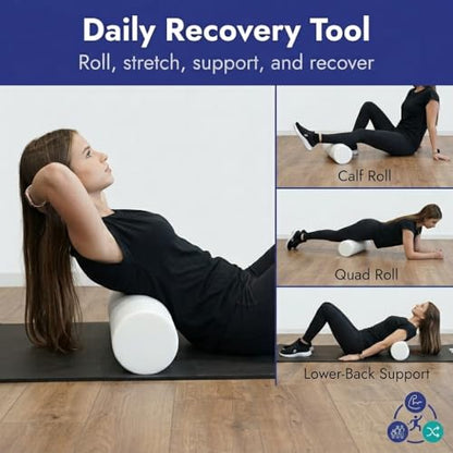 Medium/Firm White PE Foam Roller (12" Half Round) - size: 12" Half Round