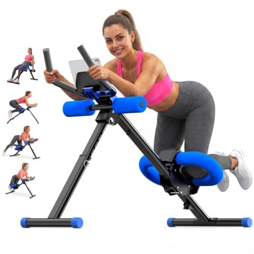 Ab Machine for Home Gym,Adjustable Ab Trainer Machine with 2 Incline Settings & 5 Height Levels,LCD Monitor, Knee Protection,Foldable Abdominal Workout/Exercise Machine for Core & Stomach Workout