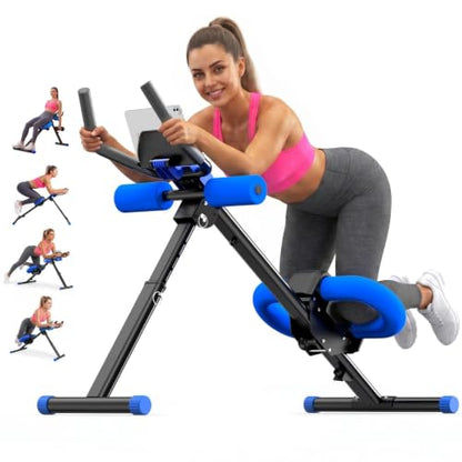 Ab Machine for Home Gym,Adjustable Ab Trainer Machine with 2 Incline Settings & 5 Height Levels,LCD Monitor, Knee Protection,Foldable Abdominal Workout/Exercise Machine for Core & Stomach Workout