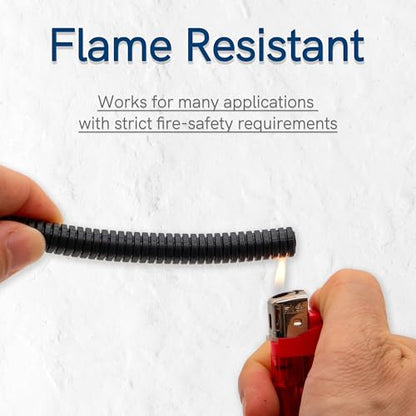 15ft - 1/4 inch (AD10) Flame Retardant Split Wire Loom Tubing - Sleeves for Electric Cables, Flexible Wire Covers Cord Protectors - Black - size: 15ft - 1/4inch