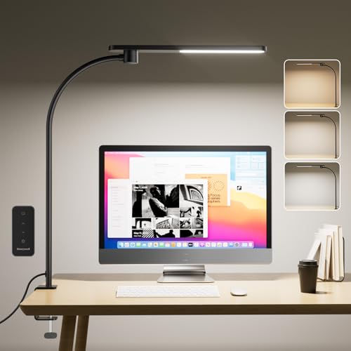Honeywell HJ2 Clip On LED Desk Lamp with Clamp, Adjustable Reading Light - color: Black