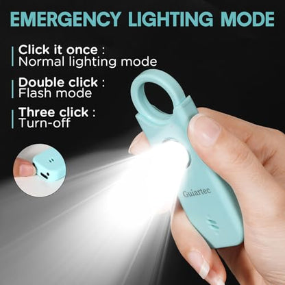 Rechargeable Personal Safety Alarm for Women, 135 dB Loud Self Defense Keychain Siren with LED Strobe Light, Personal Emergency Security Safe Devices Key Chain Alarms for Women Kids Elderly (Aqua)
