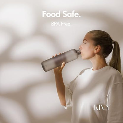 KIVY Slim Water Bottle 32oz Tritan - Lightweight & Shatterproof - BPA-Free - color: Blue Gray, size: 32 Ounces