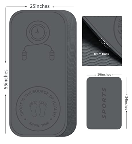 Jump Rope Mat Shockproof Exercise Skipping Mat All-Purpose Extra Thick High Density Anti-Tear Exercise Yoga Mat, Non Slip for Indoor and Outdoor - color: Grey