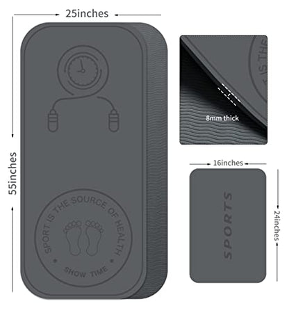 Jump Rope Mat Shockproof Exercise Skipping Mat All-Purpose Extra Thick High Density Anti-Tear Exercise Yoga Mat, Non Slip for Indoor and Outdoor - color: Grey