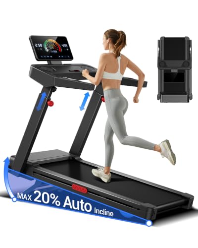 LONTEK Treadmill with Auto/Manual 20% Incline, Treadmills for Home - color: Black-blue