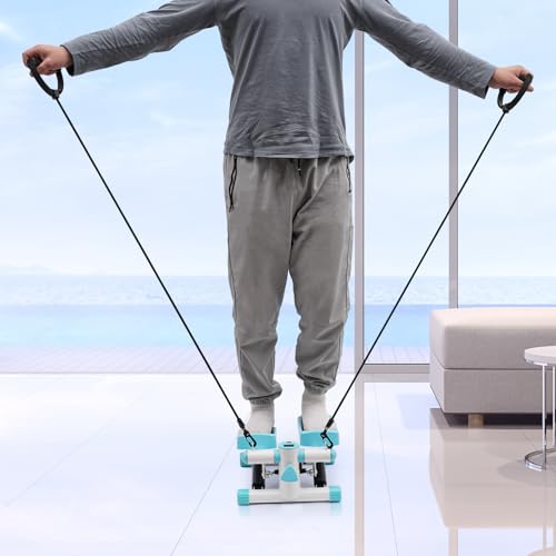 Mini Stepper for Home Gym Exercise Stepping Machine Portable Fitness Stepper with Resistance Bands Adjustable Hydraulic Drive Non Slip Pedals LED Monitor 330LBS Capacity