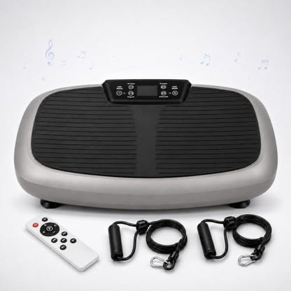 Natini Vibration Plate Exercise Machine, 990 Speed Levels Whole Body Vibrating Plate for Lymphatic Drainage, Home Workout Equipment with Resistance Bands, Remote, 330 lbs Capacity for Home Gym - color: Grey