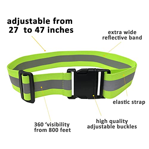 10 Pack Reflective Running Vests with Slap Bands, High Visibility Safety Reflective Reflector Vest Running Gear for Night Walking Cycling Hiking Jogging - color: B-10pcs Green Belts