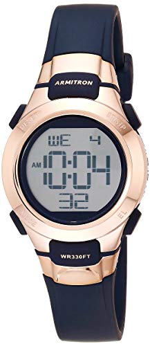 Armitron Sport Women's Digital Chronograph Resin Strap Watch, 45/7012 - color: Navy Blue/Rose Gold