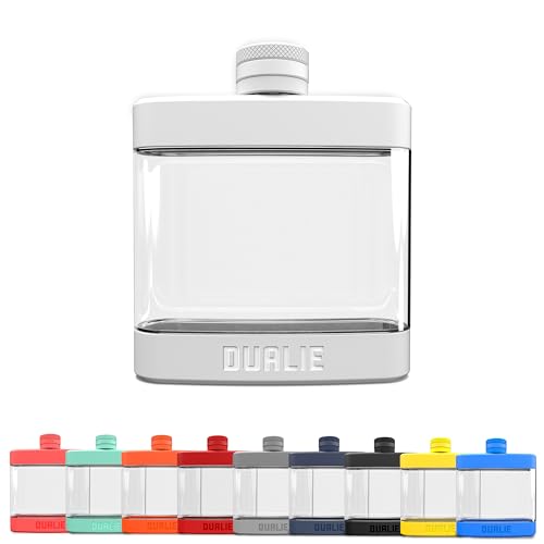 DUALIE 6 oz Hip Flask for Liquor - Shatterproof Alcohol Flasks with Clear Tritan Plastic and Silicone Grip - Flask Gift for Men & Women - White - color: White