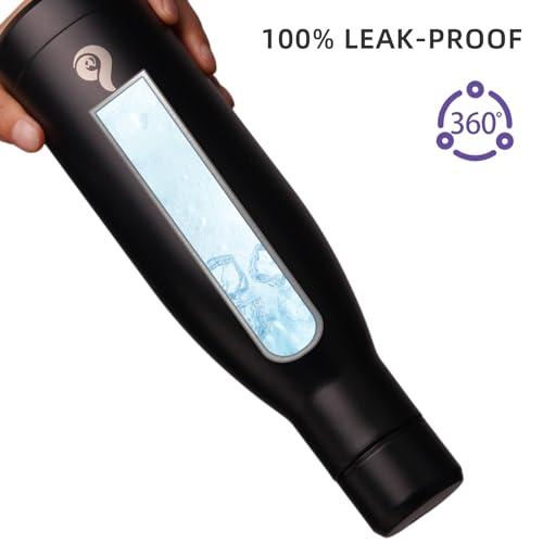BJPKPK 12 oz Small Water Bottle, Reusable Insulated Stainless Steel Flask - color: Midnight Black, size: 12 Ounces