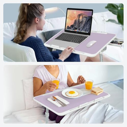 iXTRA Adjustable Laptop Lap Desk with Cooling Fan USB Light for Adults 56x32cm,Purple - color: Purple+holder,56x32cm