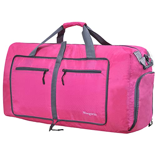 Woogwin Travel Duffel Bag Large Foldable Waterproof Overnight Bag for Beach Swim Bags Pool Sports Gym - color: 100L Rose