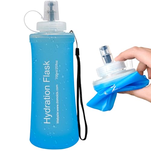 Soft Flask 700ML, TPU Collapsible Soft Water Bottle, Leakproof, Reusable, Bottle for Running, Hiking, Cycling Hydration Flask- Blue - color: 700ml Blue