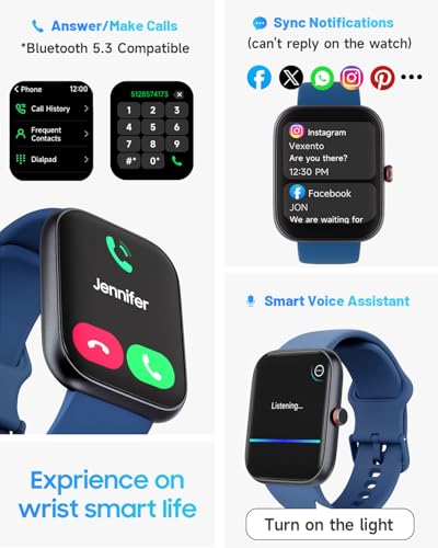 1.91" Smart Watch for Men Women with ALEXA, Fitness Watch for Android iOS - color: Steel Blue