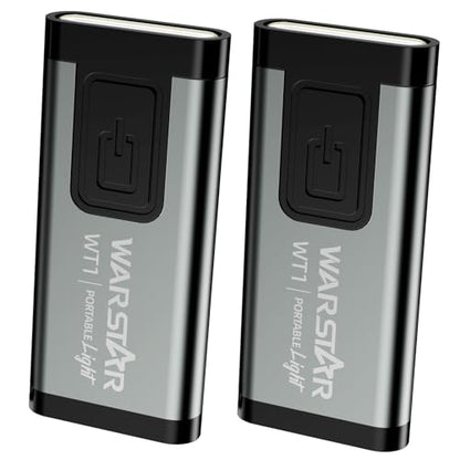 WARSTAR Keychain Flashlight with Personal Safety Alarm, 200LM Mini EDC Light, USB-C Rechargeable Emergency Siren for Women & Night Safety (2pack,Grey*2) - color: 2pack,Grey*2
