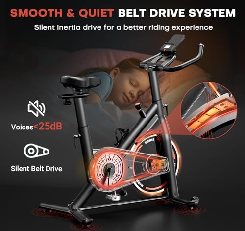Exercise Bike, Adjustable Magnetic Resistance Stationary Bikes for Home with App Compatible, Silent Indoor Cycling Bike with 350lbs Weight Capacity Comfortable Seat, Digital Monitor & Phone Mount