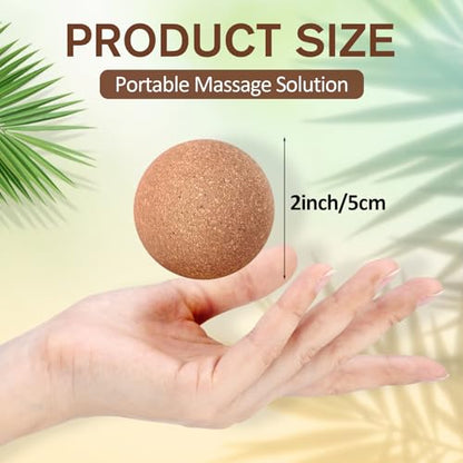 Seenelling 100 Pcs Cork Massage Ball 2 Inch Solid Hard Myofascial Release Yoga Ball for Back Foot Neck Pain Therapy Portable Tissue Muscle Release Tool for Home Office Travel - size: 2 inches