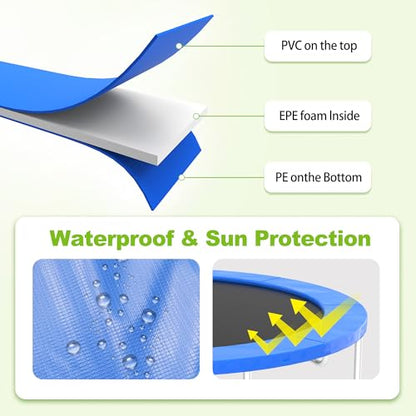 Waterproof Trampoline Spring Cover,Safety Pad Replacement 10-16ft - color: Blue, size: 14FT
