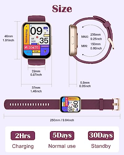 RUIMEN Smart Watches for Women, Bluetooth Calls, Fitness Tracker Purple - color: Purple